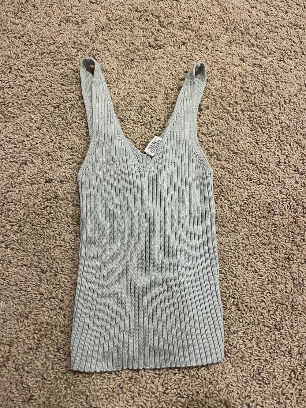Essentials Ribbed V-Neck Tank Top - Sage